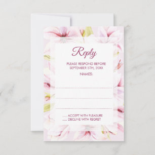 Spring Magnolias Floral Wedding Reply Cards