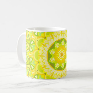Spring Mandala Green Yellow Floral Boho Coffee Mug