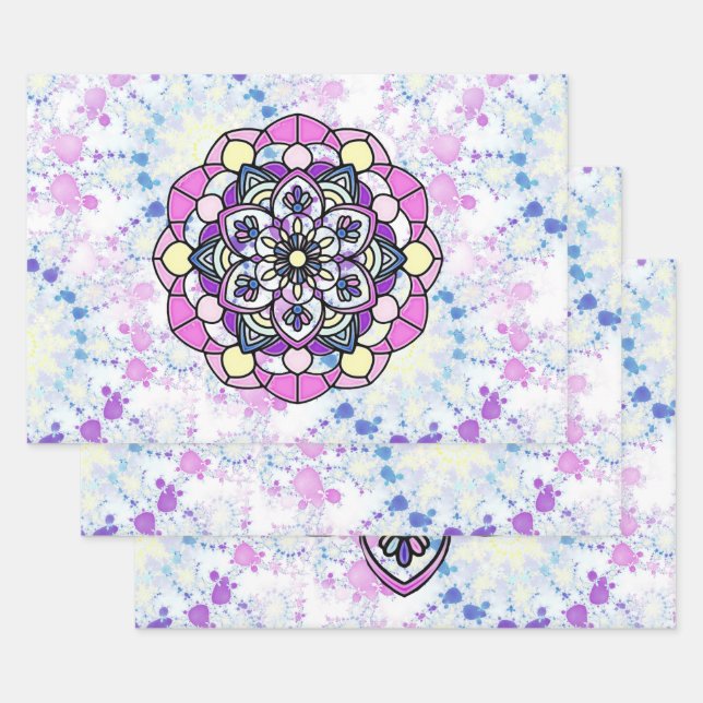 Spring Mandala Wrapping Paper Flat Sheet Set of 3 (Set)