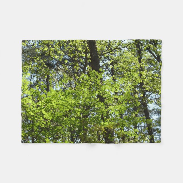 Spring Maple Leaves Nature Fleece Blanket (Front (Horizontal))