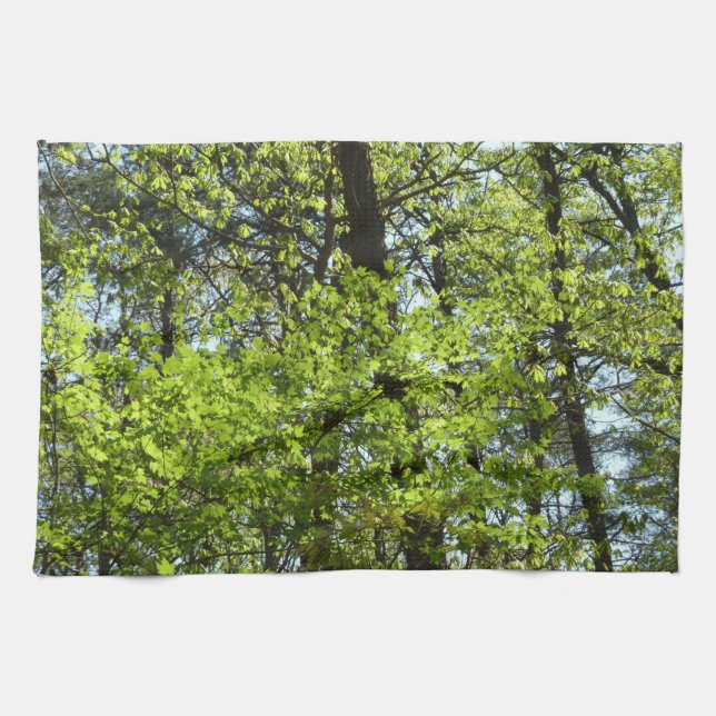 Spring Maple Leaves Nature Tea Towel (Horizontal)