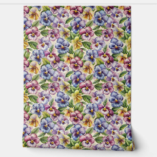 Spring mauve yellow pastel purple violets wallpaper