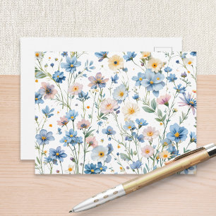 Spring Meadow Blue Wildflower Botanical Garden Postcard