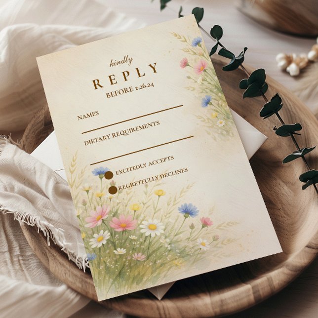 Spring Meadow Floral Wedding RSVP Card (Creator Uploaded)