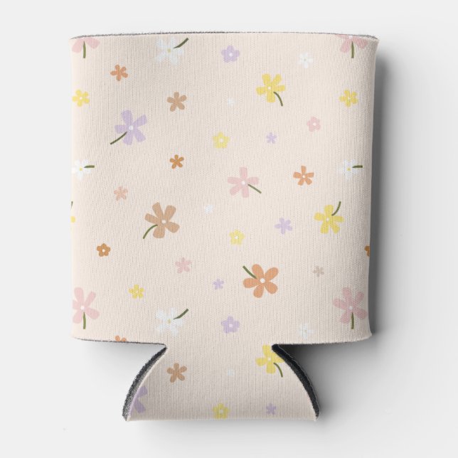 Spring Meadow Flower Pattern Can Cooler (Front)