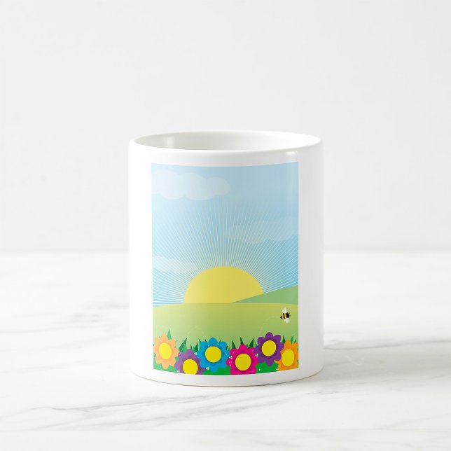 Spring Meadow Sunburst with Colourful Flowers Coffee Mug (Creator Uploaded)
