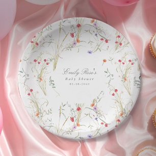 Spring Meadow-Wildflower Botanical Baby Shower Paper Plate