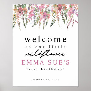 Spring Meadow Wildflowers Birthday Welcome Sign