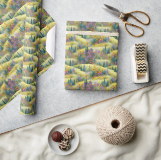 Spring Meadow Wildflowers Watercolor Wrapping Paper