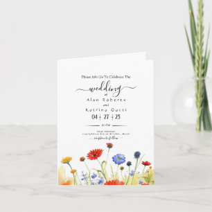 Spring Meadow Wildflowers Wedding Invitation