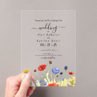 Spring Meadow Wildflowers Wedding Invitation