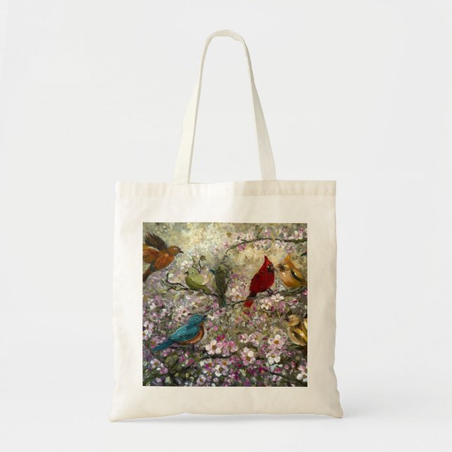 Spring Meet: Colorful Songbirds Bird Lovers Gifts Tote Bag (Front)