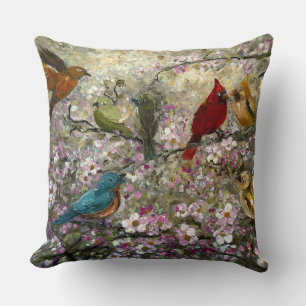 Spring Meet: Colourful Songbirds Bird Lovers Gifts Cushion