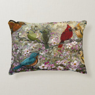 Spring Meet: Colourful Songbirds Bird Lovers Gifts Decorative Cushion