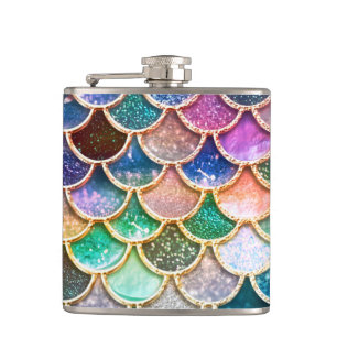 Spring Mermaid Glitter Scales- Mermaidscales Hip Flask