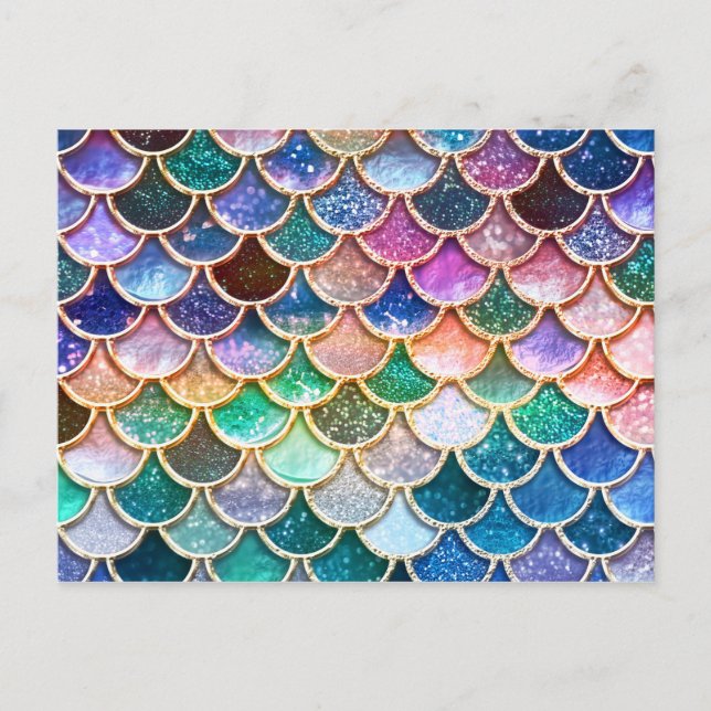 Spring Mermaid Glitter Scales- Mermaidscales Postcard (Front)