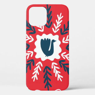 Spring, Merry Christmas folk doodle art square til iPhone 12 Case
