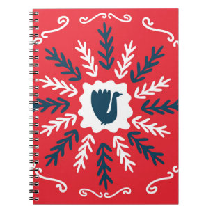 Spring, Merry Christmas folk doodle art square til Notebook