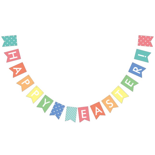 Spring Message Pastel Rainbow Happy Easter Bunting (All)