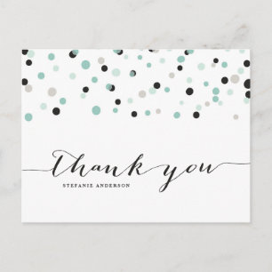 Spring Mint Confetti Dots Thank You Postcard