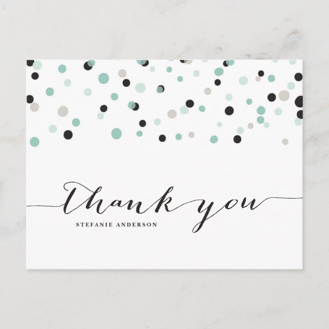 Spring Mint Confetti Dots Thank You Postcard (Front)