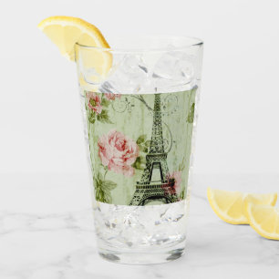 spring mint pink floral french paris eiffel tower glass