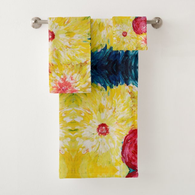 Spring Modern Art Expressive Painting Bath Towel Set (Insitu)