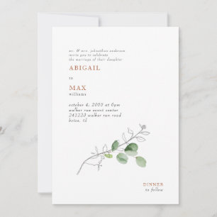 Spring Modern Botanical Terracotta Wedding  Invitation