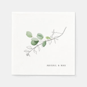 Spring Modern Watercolor & Pencil Botanical  Napkin