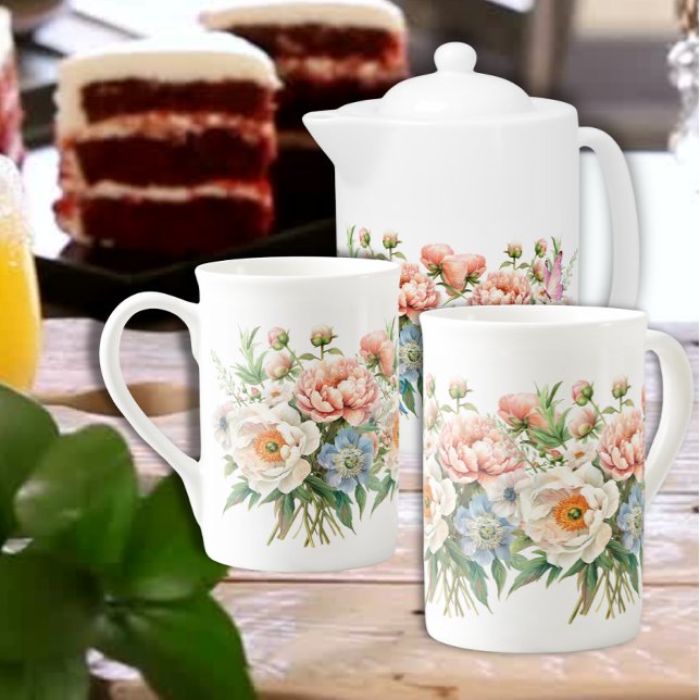 Spring Moments Bouquet of Flowers  Bone China Mug (Enjoy your favorite drink in style.)