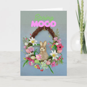 Spring Mood Easter Bunny Wreath Card