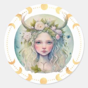 Spring Moon Phase  Classic Round Sticker