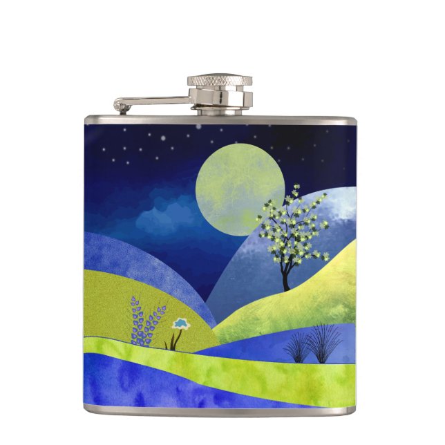 Spring Moonrise Hip Flask (Front)