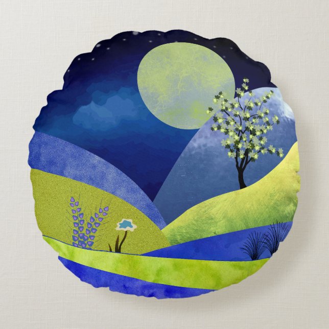 Spring Moonrise Round Cushion (Front)