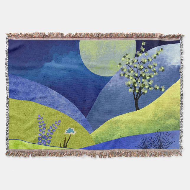 Spring Moonrise Throw Blanket (Front)
