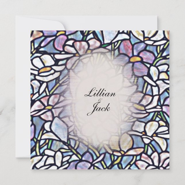 Spring Mosaic Floral Tiles Wedding Invitation (Back)