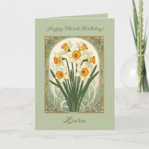 Spring Motif Daffodil March Birthflower Card