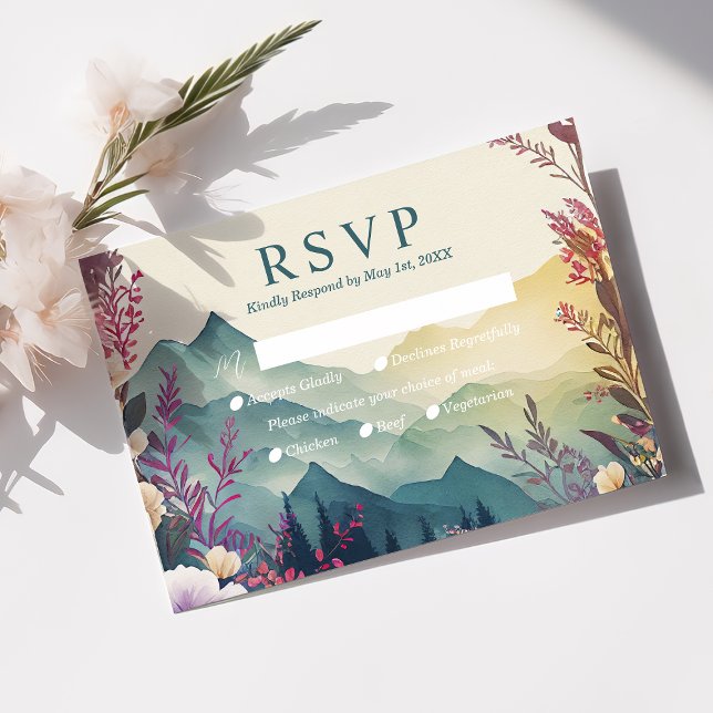 Spring Mountains Floral Wedding RSVP Card (Creator Uploaded)