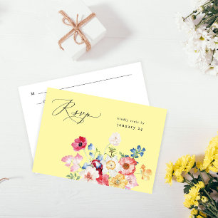 Spring Multi Colour Florals w Meal RSVP - Yellow Card