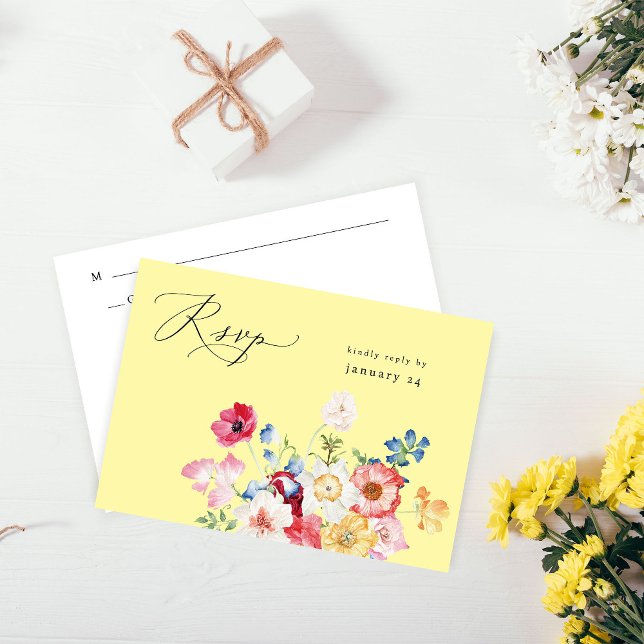 Spring Multi Colour Florals w Meal RSVP - Yellow Card (Creator Uploaded)