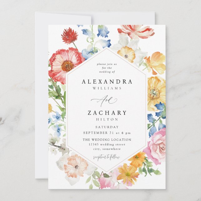 Spring Multi Colour Florals Wedding 2 Invitation (Front)