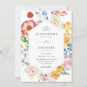 Spring Multi Colour Florals Wedding 2 Invitation