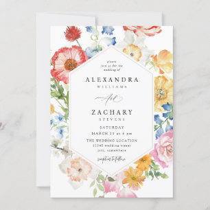 Spring Multi Colour Florals Wedding 2up Invitation