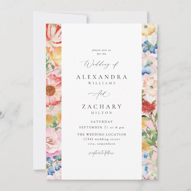 Spring Multi Colour Florals Wedding 4 Invitation (Front)