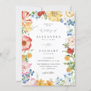 Spring Multi Colour Florals Wedding Invitation