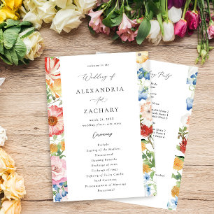Spring Multi Colour Florals Wedding Program Invitation