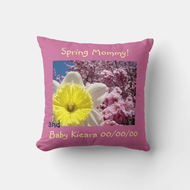Spring Mummy! pillow Baby Name Birth Date Blossoms (Front)
