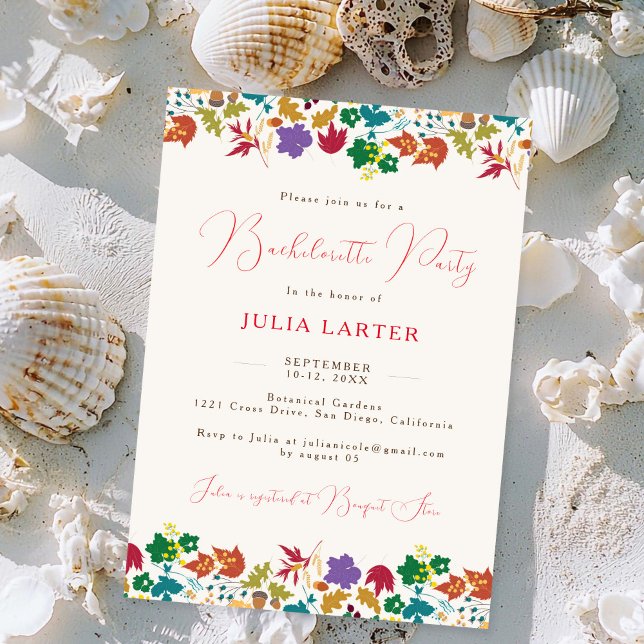 Spring Mustard Purple Flower Bachelorette Party Invitation (Creator Uploaded)