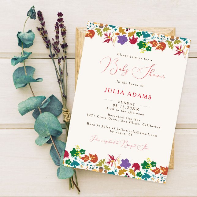 Spring Mustard Yellow Purple Flower Baby Shower Invitation (Creator Uploaded)