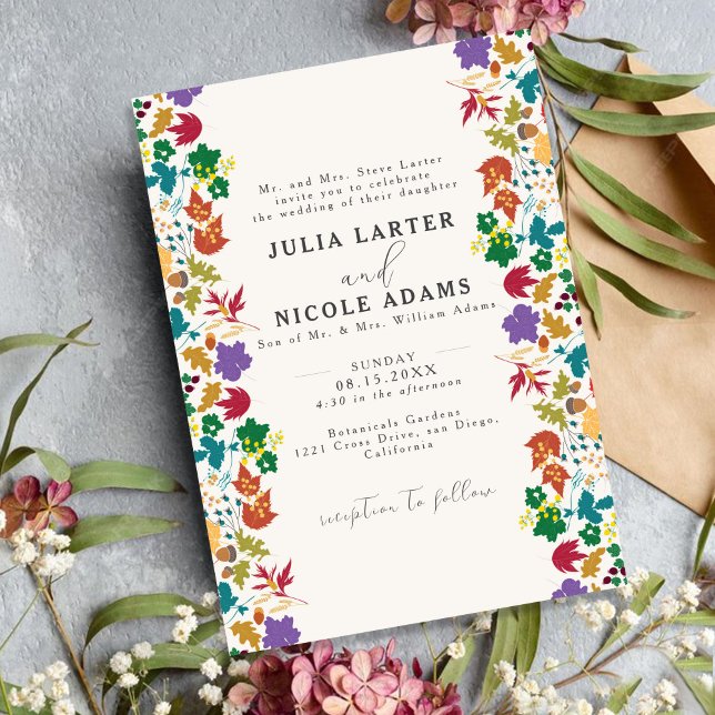 Spring Mustard Yellow Purple Meadow Flower Wedding Invitation (Creator Uploaded)
